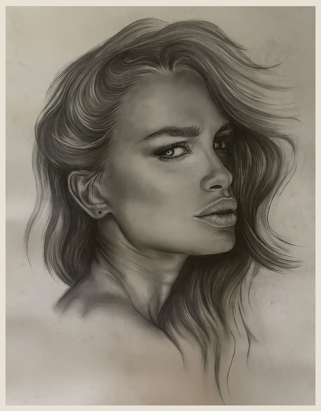 Turning Away, 2025 — Charcoal on paper